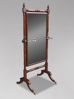 Early 19th Century Regency Period Mahogany Cheval Dressing Mirror