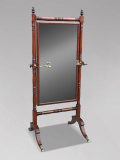 Early 19th Century Regency Period Mahogany Cheval Dressing Mirror