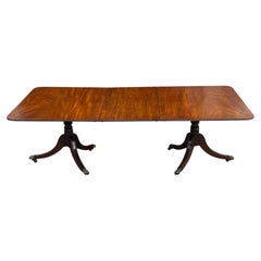 Early 19th Century Georgian Mahogany Twin Pillar Dining Table