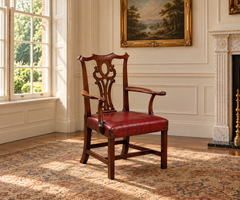 18th Century George III Period Mahogany Leather Chippendale Armchair