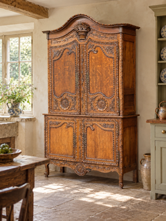18th Century French Carved Oak Deux Corps Buffet Cupboard From Normandy