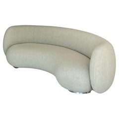 Emmanuel Outy EOS-1 Curved Sofa with Fabric Upholstery, Oak or Brass Feet