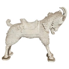Antique Full Size Wooden Carousel Goat.
