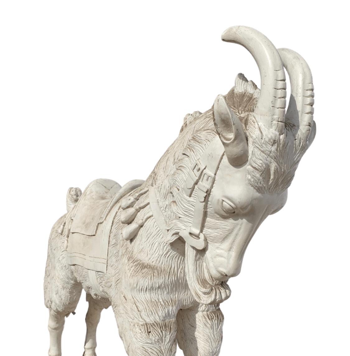 Edwardian Full Size Wooden Carousel Goat. For Sale