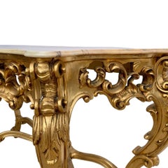 Heavily Carved Vintage Louis XIV Style Giltwood Console Table