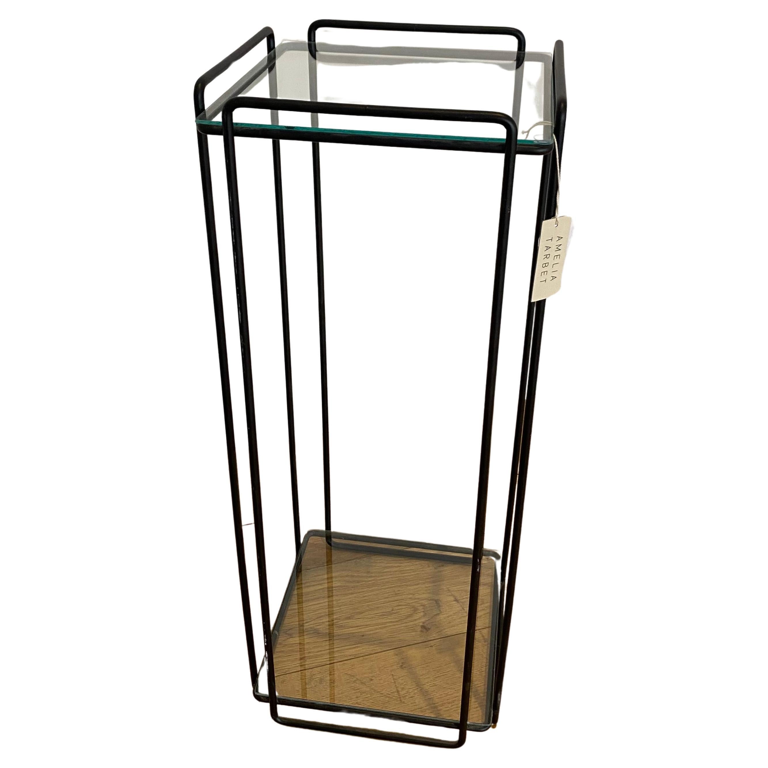 Mid-Century Glass and Metal Pedestal For Sale