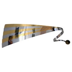 Rare 1980s Postmodern Gold & Chrome Ribbon Wall Sculpture by Curtis Jere USA