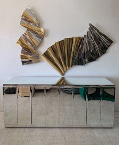 Vintage postmodern Ello mirror glass & chrome / steel sideboard, USA 1980s