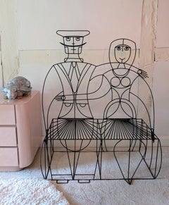 Rare sculptural vintage mid century couple bench by John Risley, USA 1960s