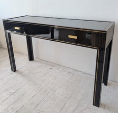 Vintage-Konsolentisch im Art-Déco-Revival-Stil mit schwarzer Lackierung von Pierre Vandel, Paris, 1970er Jahre