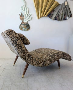 Vintage mid century modern Wave leopard chaise longue, Adrian Pearsall USA 1960s