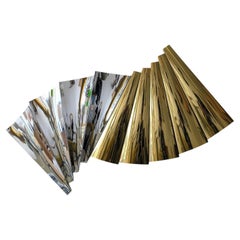 Large postmodern gold & chrome Ribbon wall sculpture by Curtis Jere, USA 1980s
