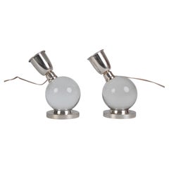 Pair of round crystal lamps by Jacques Adnet