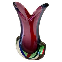 Large Italian 1960s Murano Sommerso Glass Vase