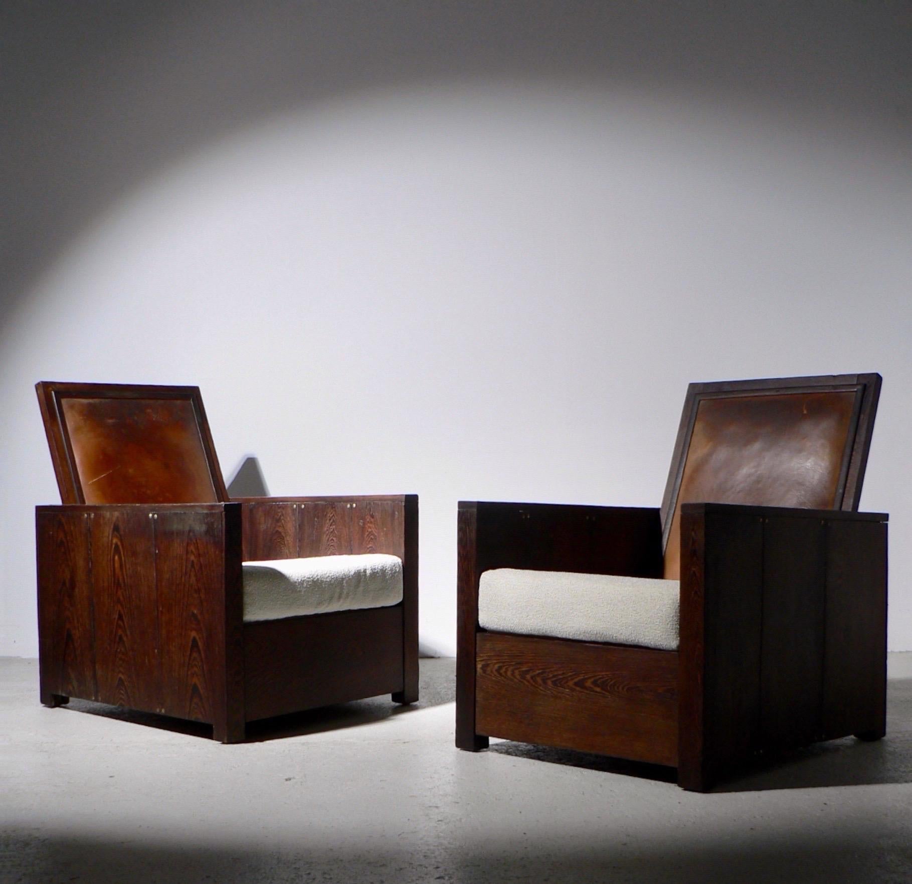 Pair of French 1920s Solid Wenge Modernist Club Chairs For Sale 8