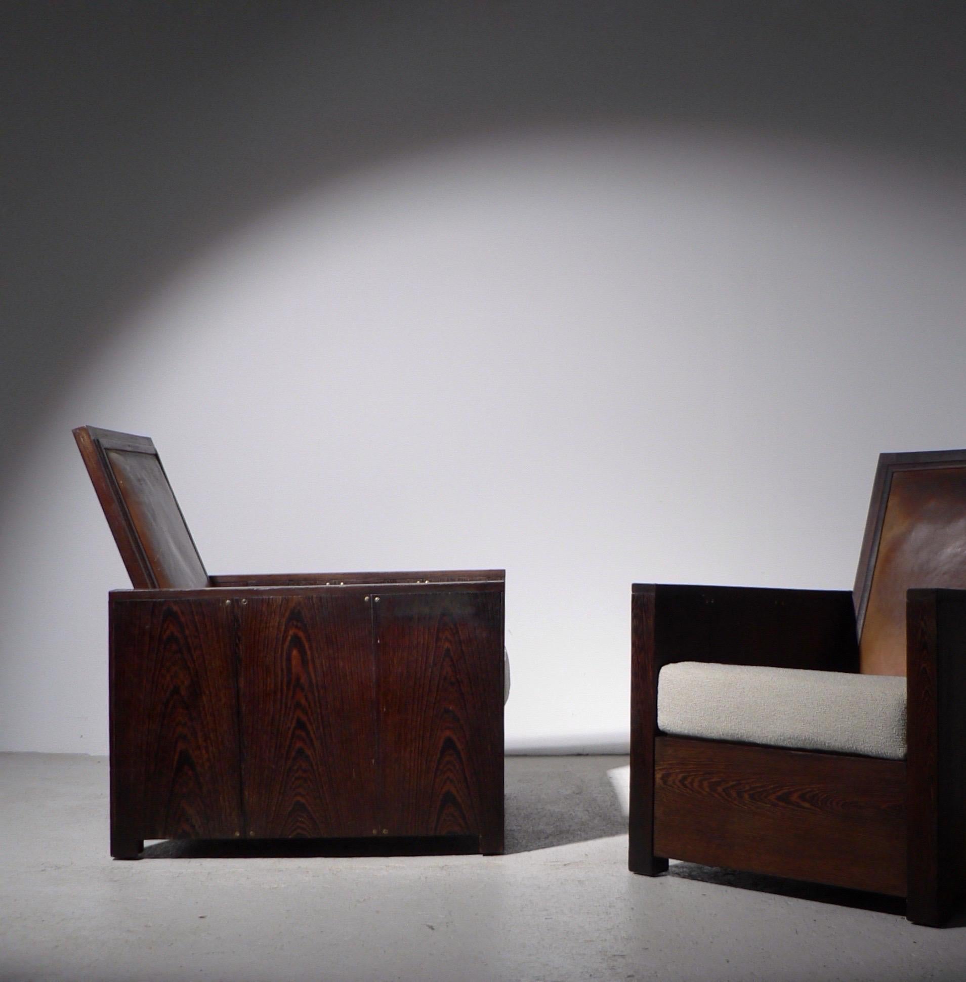 Pair of French 1920s Solid Wenge Modernist Club Chairs For Sale 6