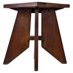 Vintage A solid oak stool from the 1940s - French manufacture