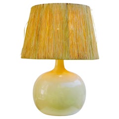 Vintage A turned wood table lamp, white lacquered - 1960 - France