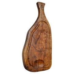 Vintage Hand-Carved Olive Wood Cutting Board, French Provincial, 1970s