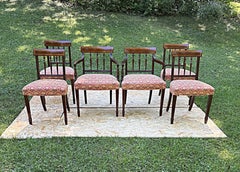 Set of 4 Sides & 2 Arms English-Made Sheraton-Style Mahogany Dining Chairs