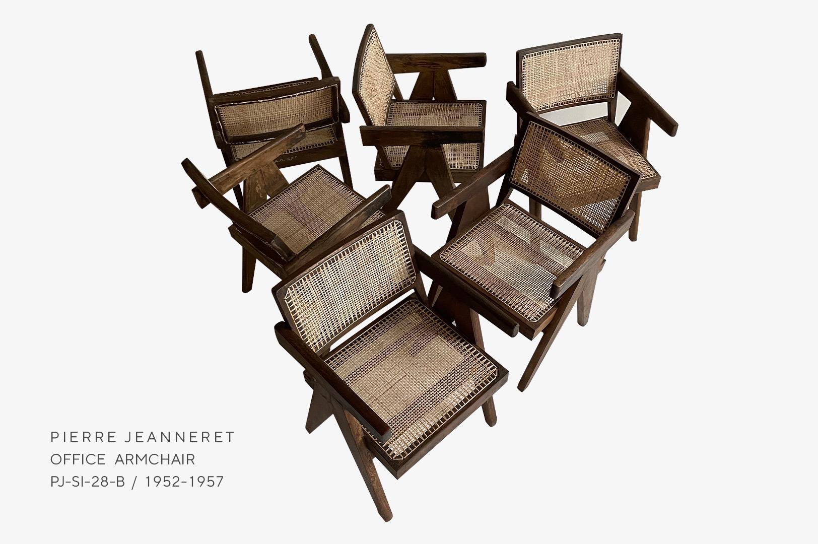 Set of 6: Pierre Jeanneret Office Chairs Ahmedabad For Sale 2