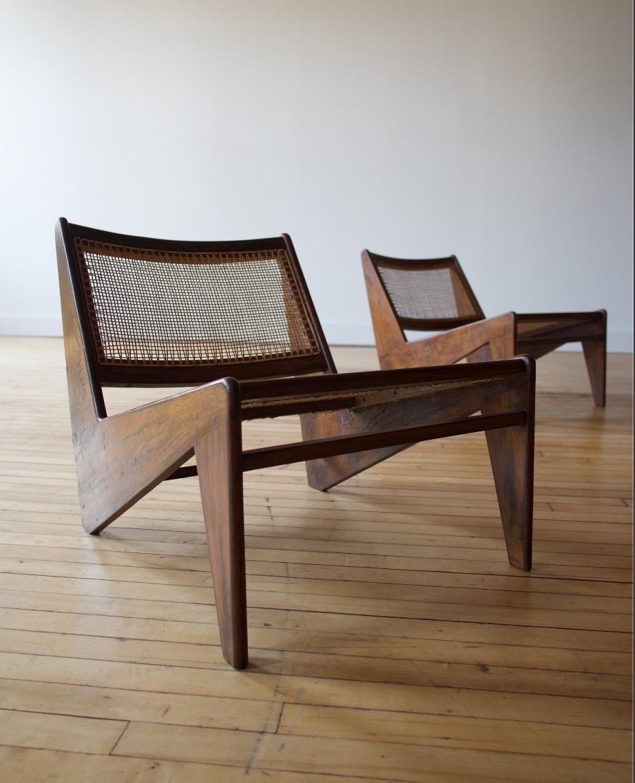 20th Century Rare Set of Pierre Jeanneret Kangaroo Chairs  For Sale