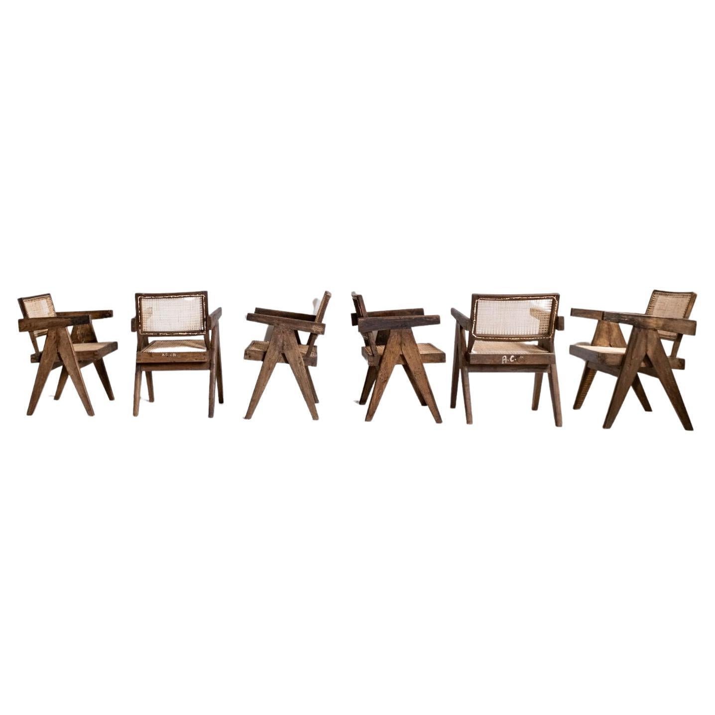 Set of 6: Pierre Jeanneret Office Chairs Ahmedabad For Sale