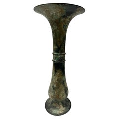 Antique Archaic Bronze Wine Vessel, Late Shang Dynasty