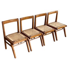 Rare Set of Pierre Jeanneret Chairs, Model PJ-SI-15-A