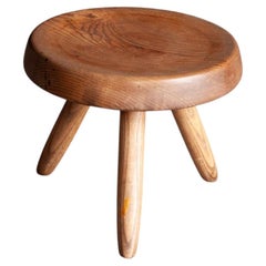 Charlotte Perriand Berger Low Stool, Aged Oak, Modern Design, 1960