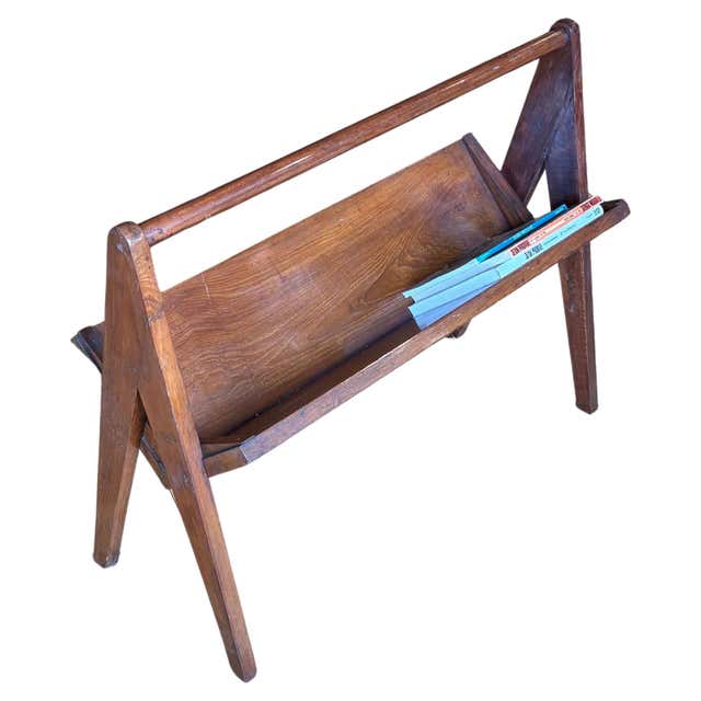 Portale Magazine Rack Pierre Jeanneret Portable Magazine Rack in Teak PJ-R-07-A For Sale at ...