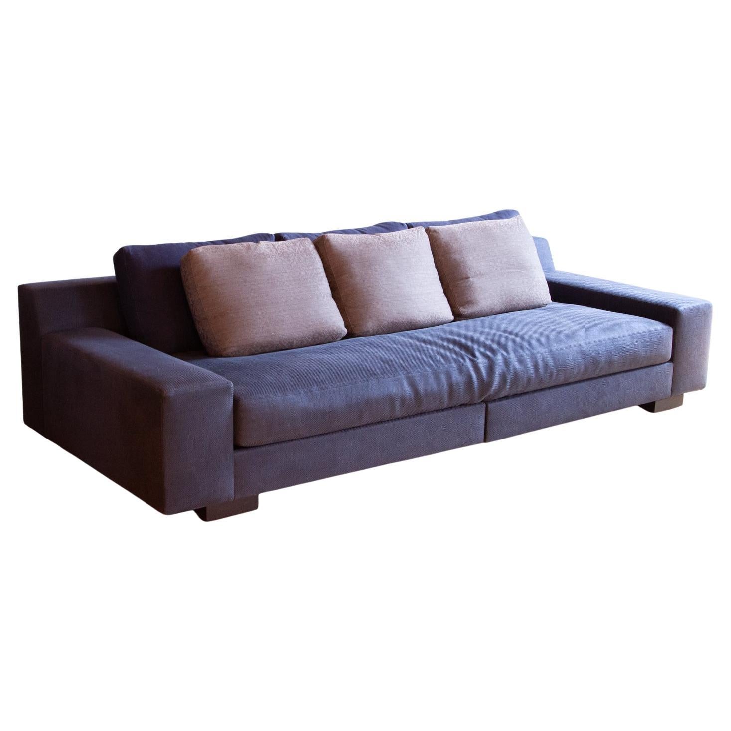 Spectacular Christian Liaigre “Augustin” Sofa in Blue Fabric