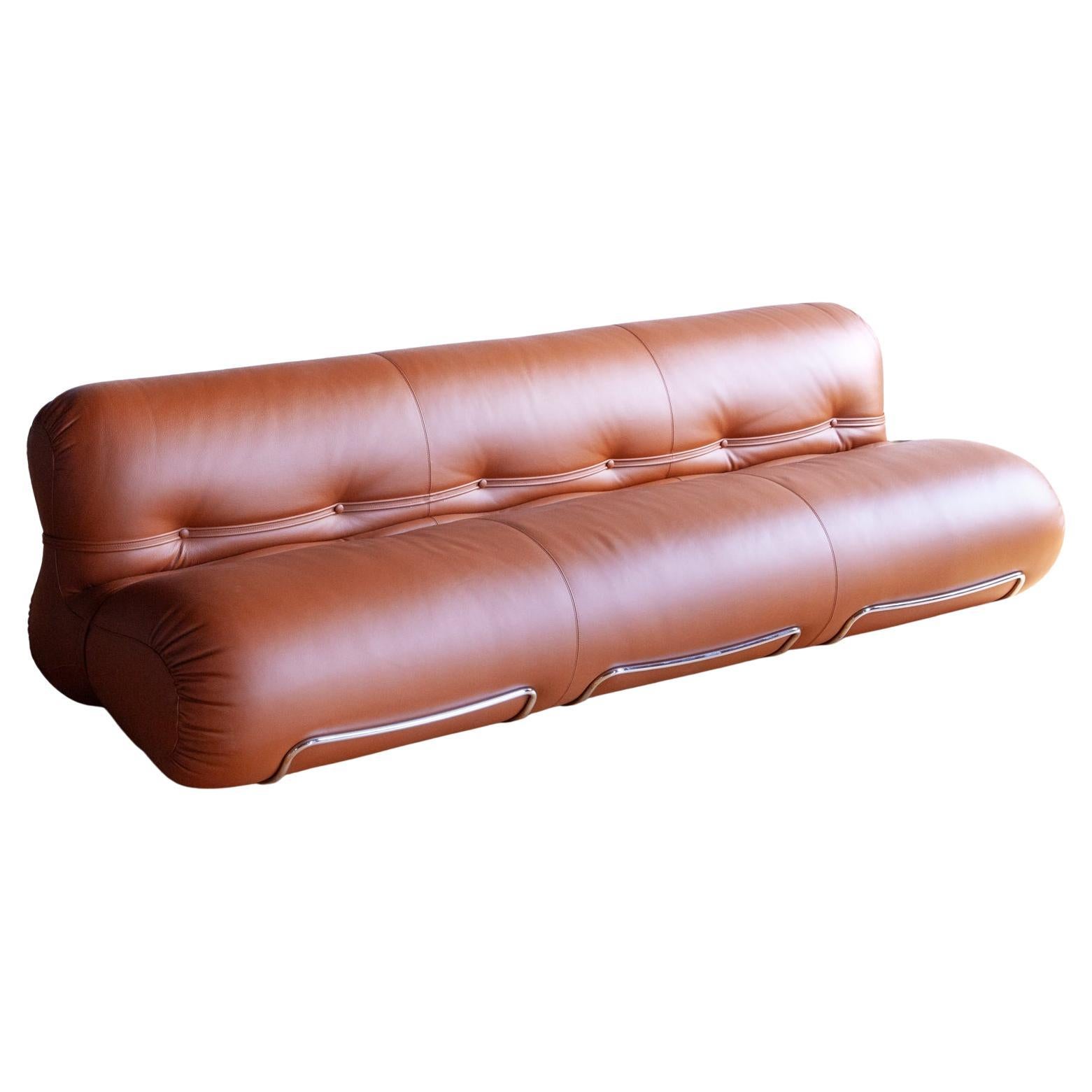 Tacchini "Orsola" Sofa in Cognac Leder im Angebot