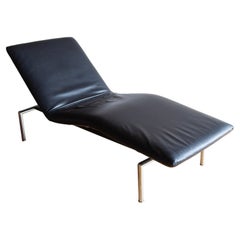 Black Leather "Pick Up" Chaise by Tacchini Italy, Modern Design