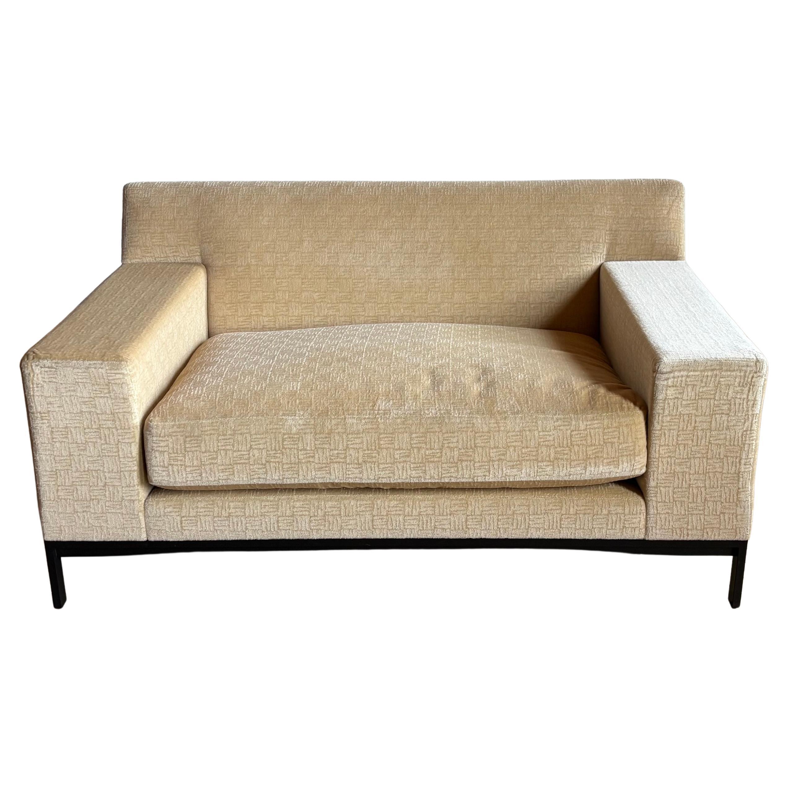 Christian Liaigre Bouddha Sofa in Light Yellow Mohair, Modern Design
