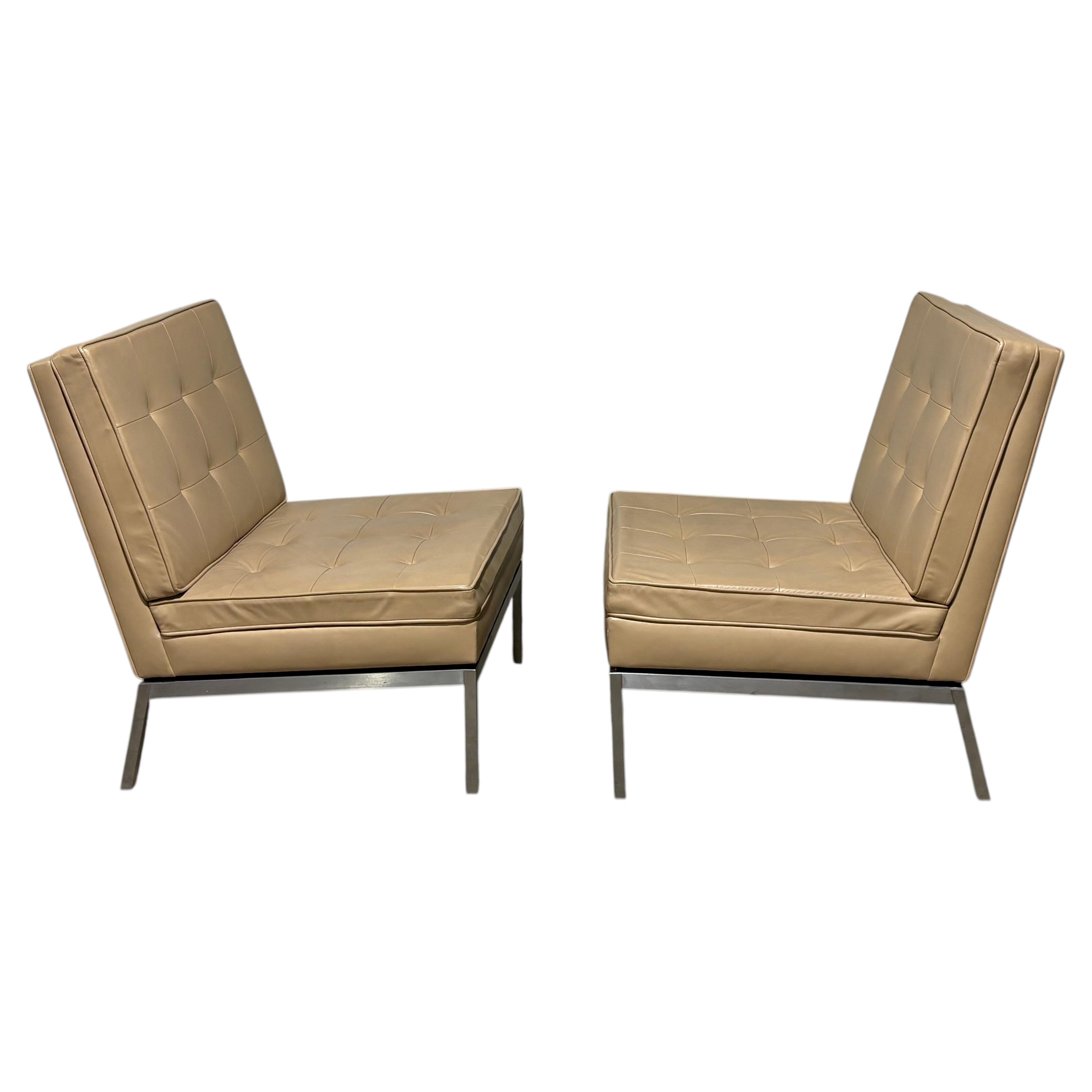Mid Century Knoll Leather Slipper Chairs