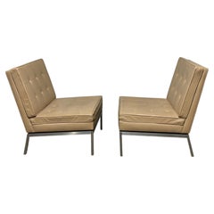 Sillones de cuero Knoll de mediados de siglo