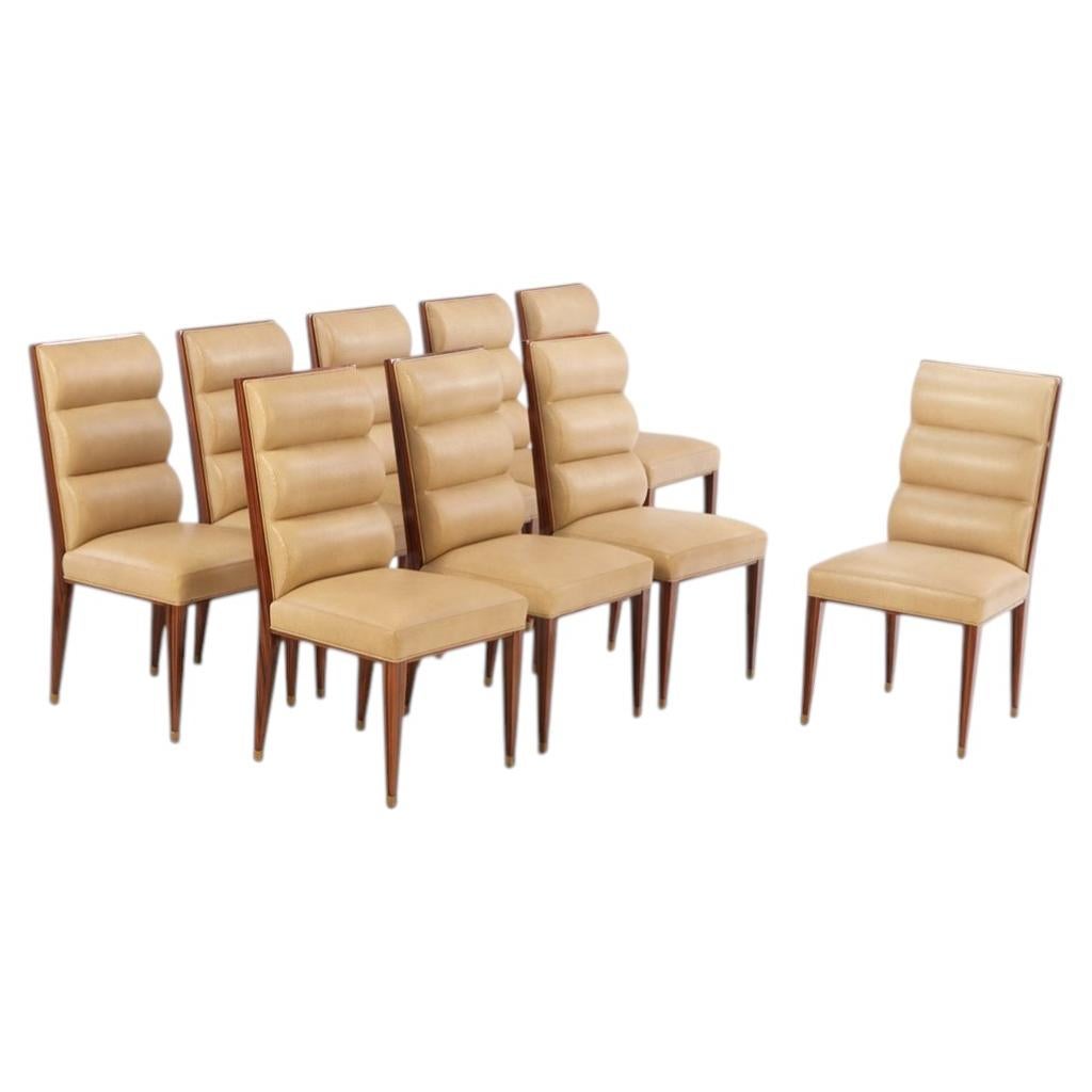 Set of 8 - Art Deco Ruhlmann Style Dining Chairs For Sale