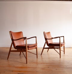 Pair of Danish Finn Juhl 45 Lounge Chairs by House of Finn Juhl