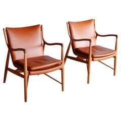 Pair of Danish Finn Juhl 45 Lounge Chairs by House of Finn Juhl