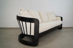 1970's Mid-Century Modern Spindle Barrel Back Oak Sofa By Howard Furniture