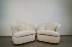 1970's Mid-Century Modern Milo Baughman Style Swivel Lounge Chairs - A Pair