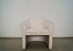 1980's Art Deco Barrel Back Fully Upholstered Armchair In 1980's Pattern
