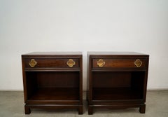 Pair Of 1970's Hollywood Regency Asian Modern Nightstands