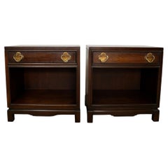 Pair Of 1970's Hollywood Regency Asian Modern Nightstands