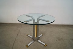 1970's Mid-Century Modern Hollywood Regency Chrome & Brass Side Table