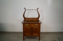 1900's Antique Arts & Crafts Mission Solid Oak Wash Stand Cabinet