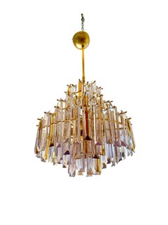 Venini Glass Murano Chandelier Gilt Gold Structure, Italy 1980