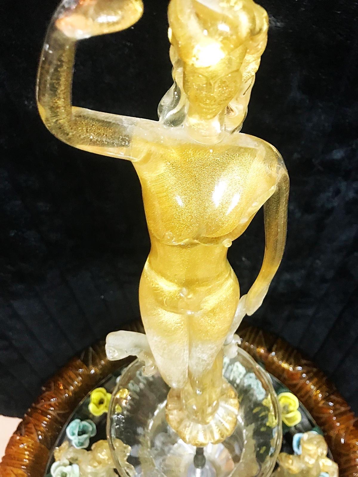 Fontaine en verre de Murano orangé avec Lights et eau unique , italie 1970 en vente 3