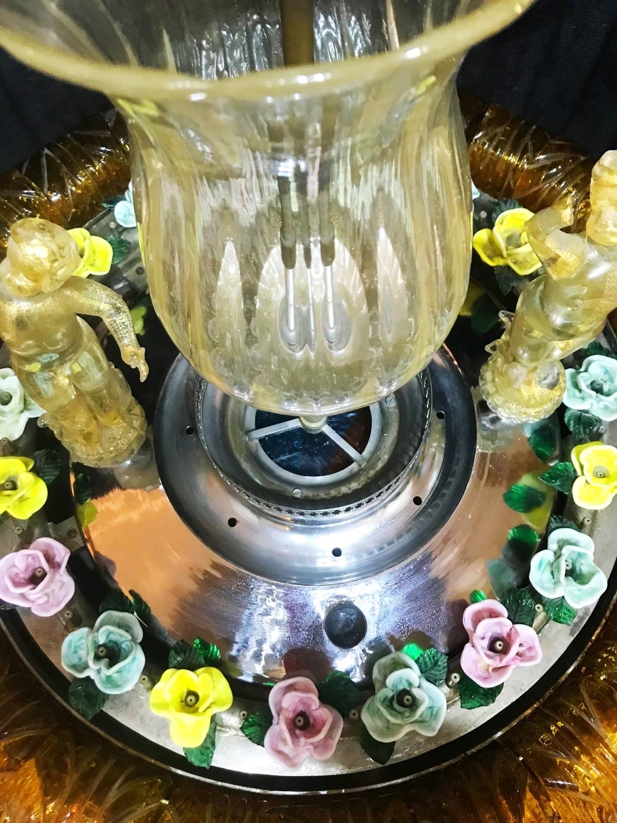 Fontaine en verre de Murano orangé avec Lights et eau unique , italie 1970 en vente 4